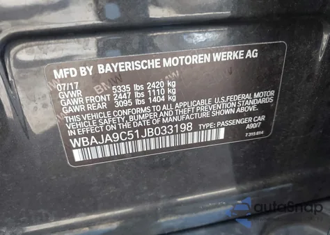 2018 BMW 530E Iperformance from USA, damaged, VIN WBAJA9C51JB033198